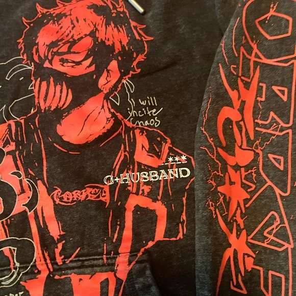 Corpse Husband Miss You SZ M black acid wash Hoodie unisex 100% cotton like New